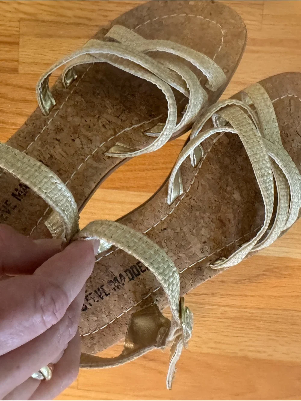 Steve Madden Girls' Strappy Cork Flat Sandals with Buckle Straps